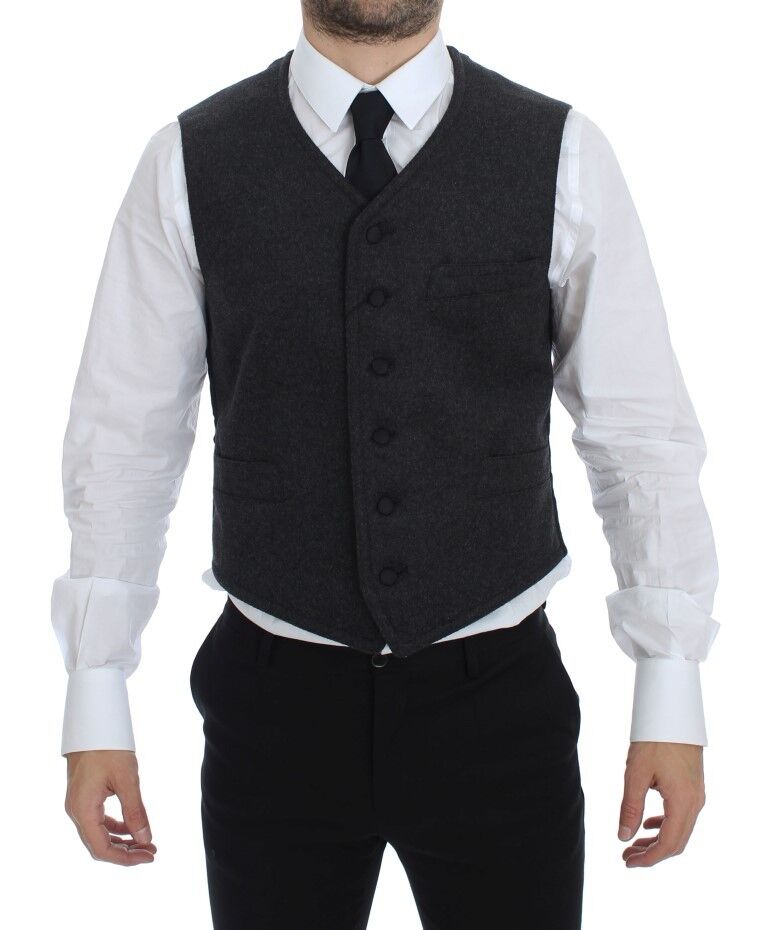 Gray Wool Blend Logo Vest Gilet Weste Dolce & Gabbana