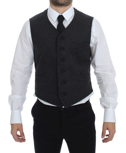 Gray Wool Blend Logo Vest Gilet Weste Dolce & Gabbana
