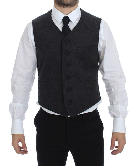 Gray Wool Blend Logo Vest Gilet Weste Dolce & Gabbana