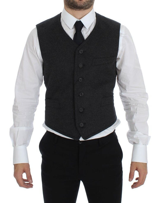 Gray Wool Blend Vest Gilet Weste Dolce & Gabbana