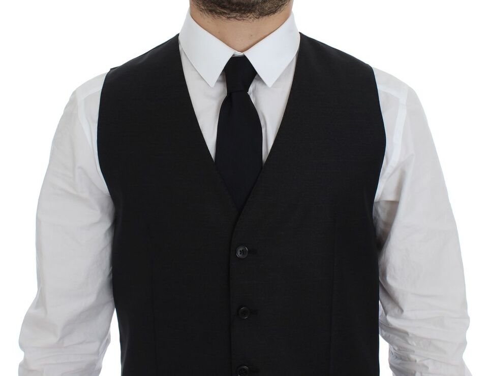 Gray Wool Silk Dress Vest Gilet Weste Dolce & Gabbana