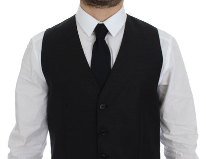 Gray Wool Silk Dress Vest Gilet Weste Dolce & Gabbana
