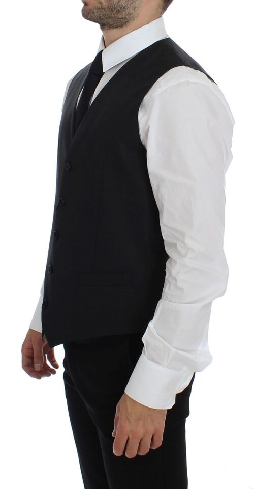 Gray Wool Silk Dress Vest Gilet Weste Dolce & Gabbana
