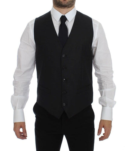 Gray Wool Silk Dress Vest Gilet Weste Dolce & Gabbana