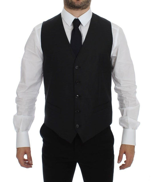 Gray Wool Silk Dress Vest Gilet Weste Dolce & Gabbana