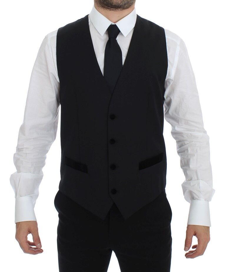 Black Wool Formal Dress Vest Gilet Weste Dolce & Gabbana