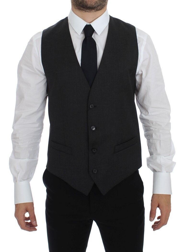Gray Wool Formal Dress Vest Gilet Weste Dolce & Gabbana