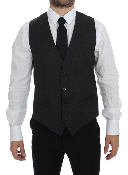 Gray Wool Formal Dress Vest Gilet Weste Dolce & Gabbana