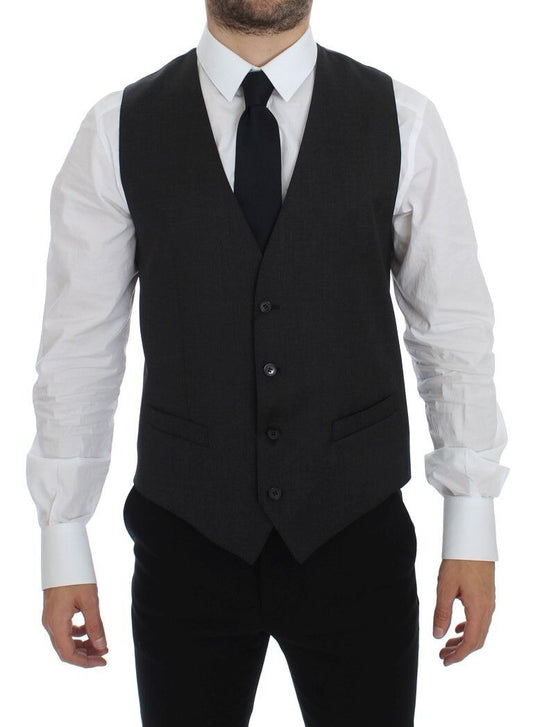 Gray Wool Formal Dress Vest Gilet Weste Dolce & Gabbana