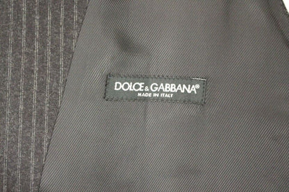 Gray Striped Wool Single Breasted Vest Dolce & Gabbana