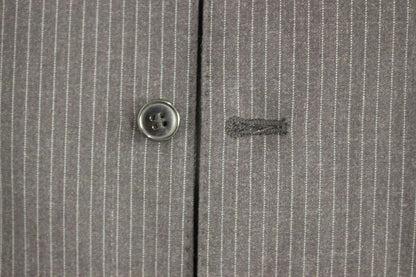 Gray Striped Wool Single Breasted Vest Dolce & Gabbana