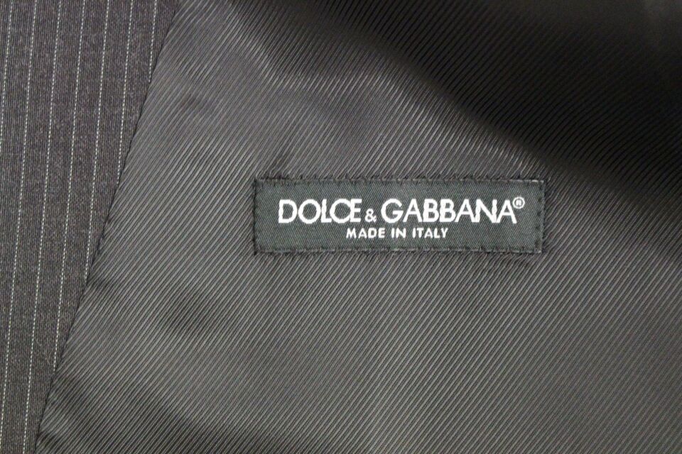 Gray Striped Wool Single Breasted Vest Dolce & Gabbana