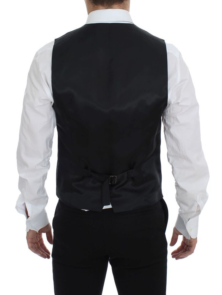 Black Striped Wool Single Breasted Vest Dolce & Gabbana