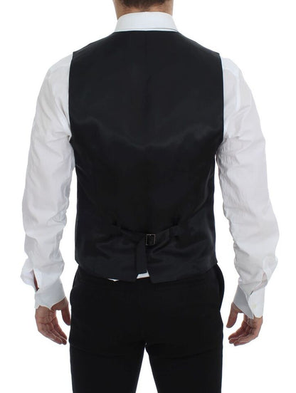 Black Striped Wool Single Breasted Vest Dolce & Gabbana