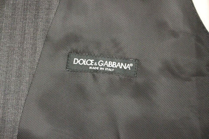 Gray Striped Wool Single Breasted Vest Dolce & Gabbana