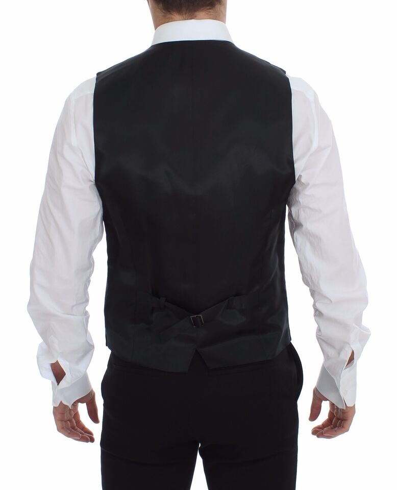 Gray Striped Wool Logo Vest Gilet Vests Dolce & Gabbana