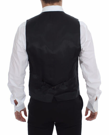Gray Striped Wool Logo Vest Gilet Vests Dolce & Gabbana