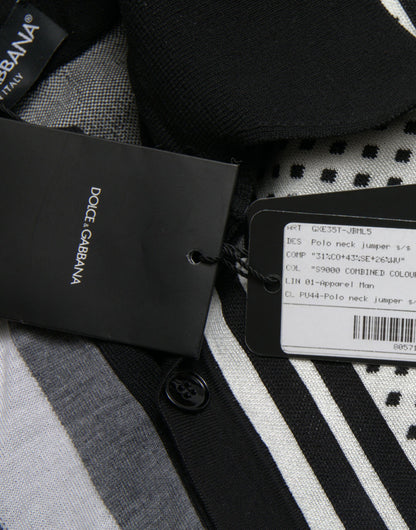 Black White Jumper Cardigan Polo Sweater