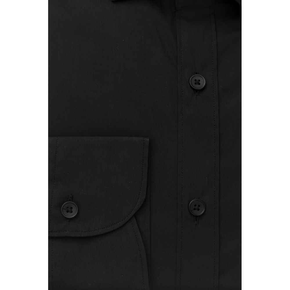 Black Cotton Men's Slim Shirt