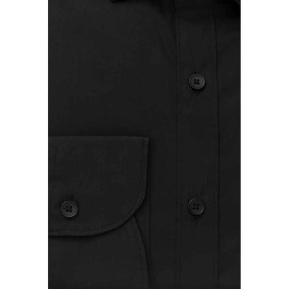 Black Cotton Men's Slim Shirt