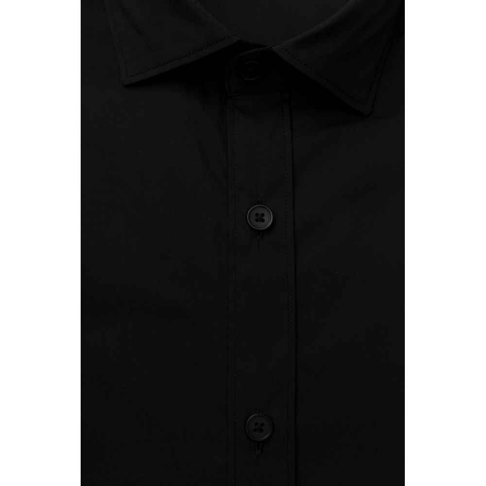 Black Cotton Men's Slim Shirt