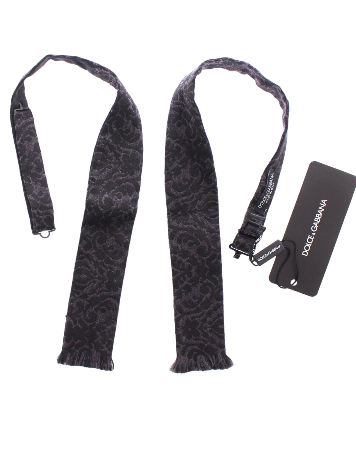 Gray Black Wool Silk Bow Tie Dolce & Gabbana