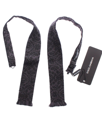 Gray Black Wool Silk Bow Tie Dolce & Gabbana