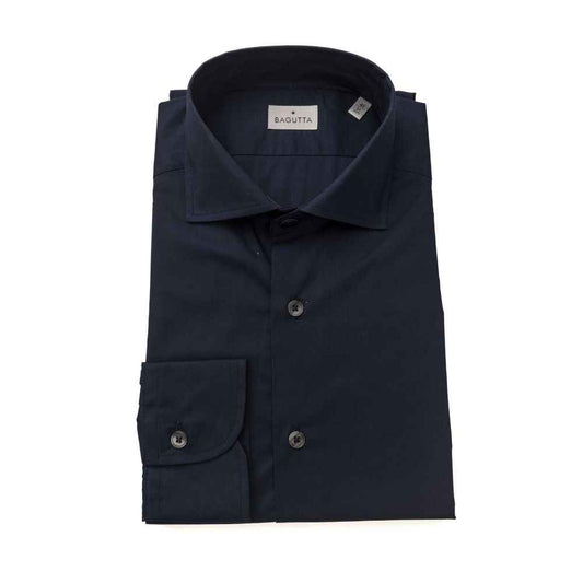 Blue Cotton Men's Slim Shirt