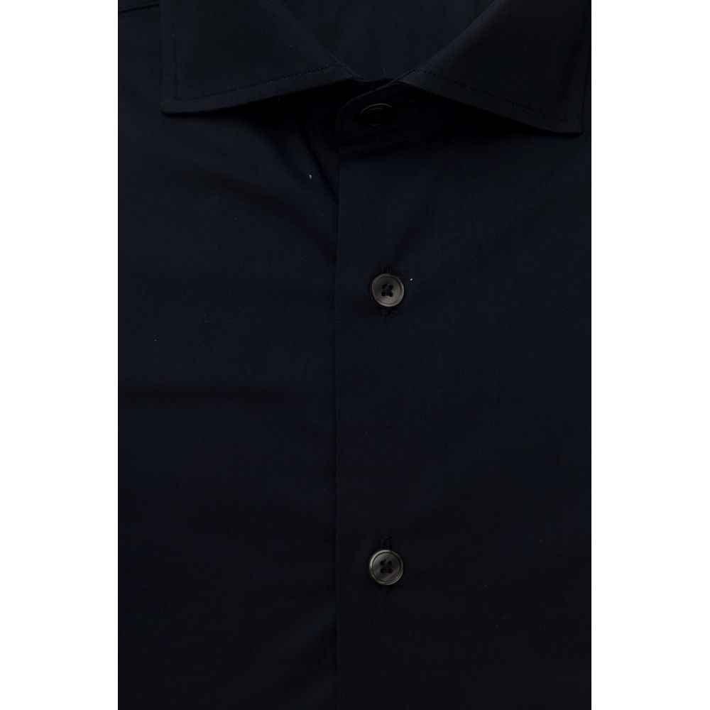 Blue Cotton Men's Slim Shirt