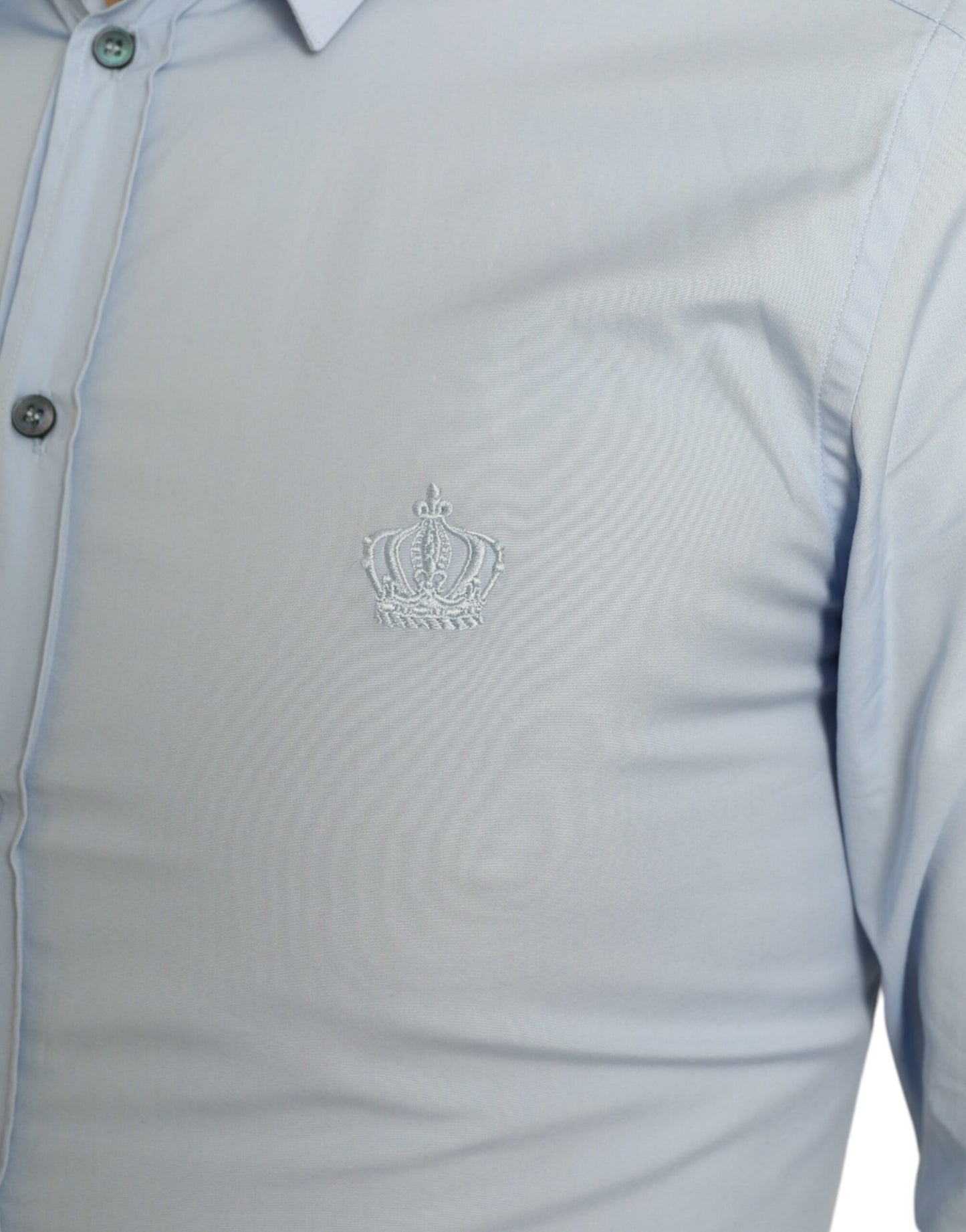 Sky Blue Cotton Men Formal GOLD Dress Shirt