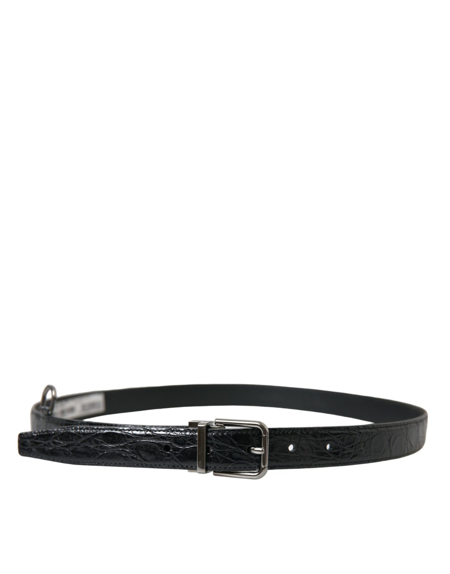 Black Leather Silver Metal Buckle Belt