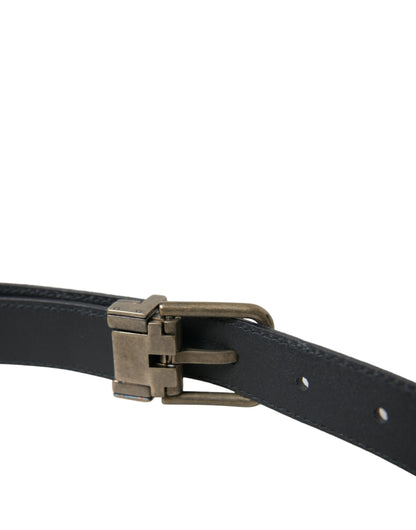 Blue Suede Leather Gold Metal Buckle Belt