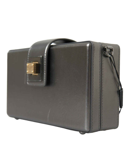 Metallic Gray Calfskin Leather DG BOX Shoulder Bag