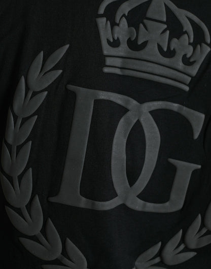 Black Logo Embossed Crew Neck Short Sleeves T-shirt