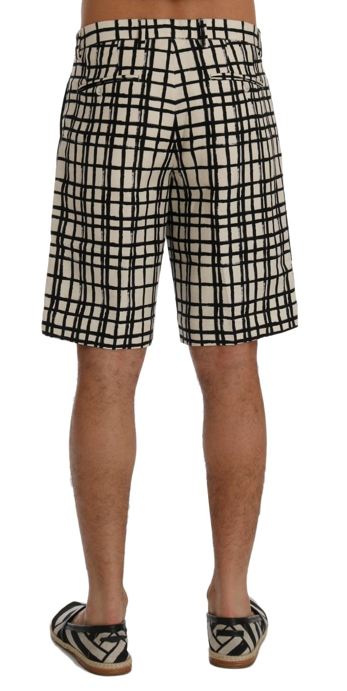 White Black Striped Casual Shorts Dolce & Gabbana