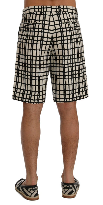 White Black Striped Casual Shorts Dolce & Gabbana