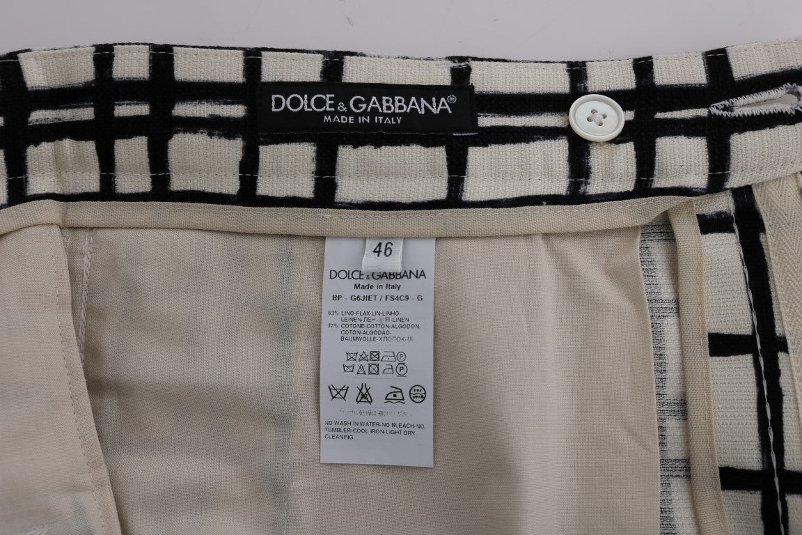 White Black Striped Casual Shorts Dolce & Gabbana