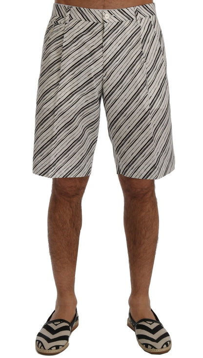 White Black Striped Casual Shorts Dolce & Gabbana