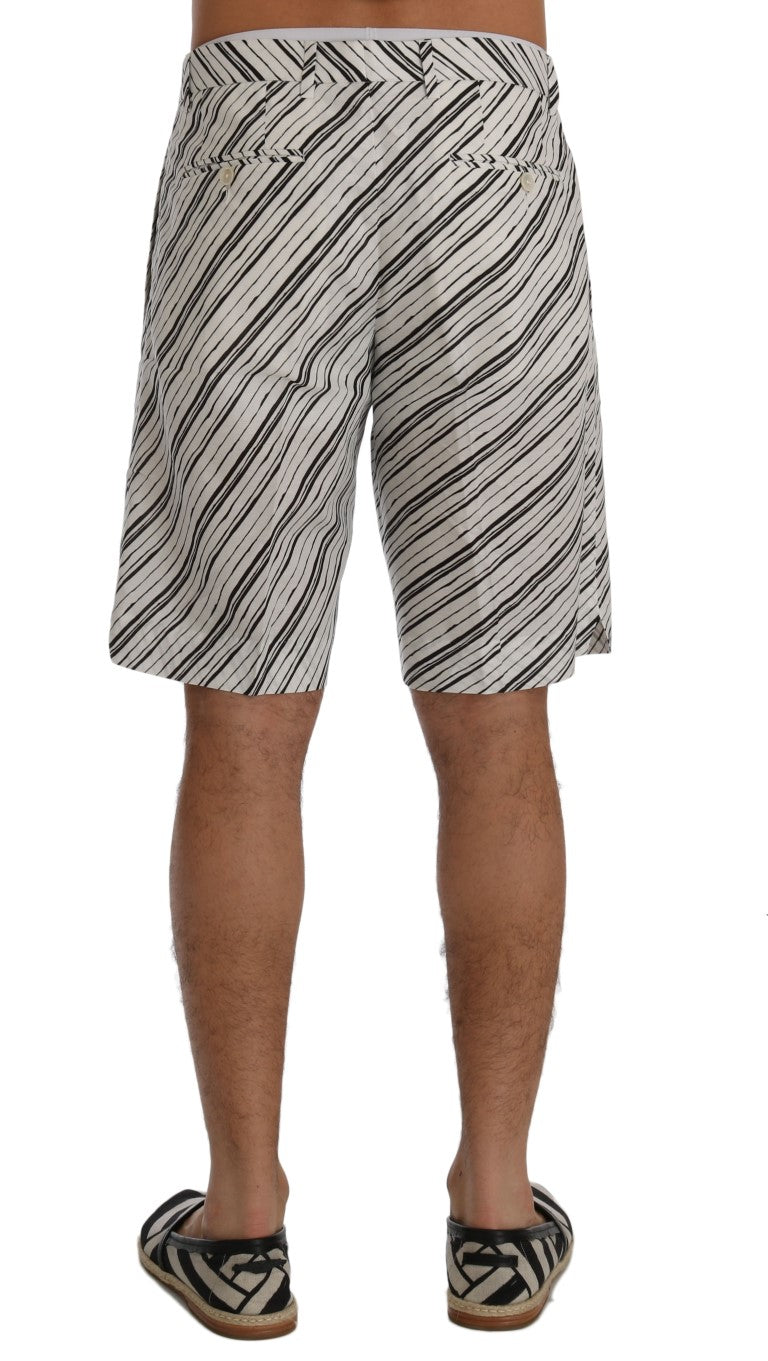 White Black Striped Casual Shorts Dolce & Gabbana
