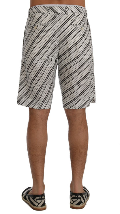 White Black Striped Casual Shorts Dolce & Gabbana