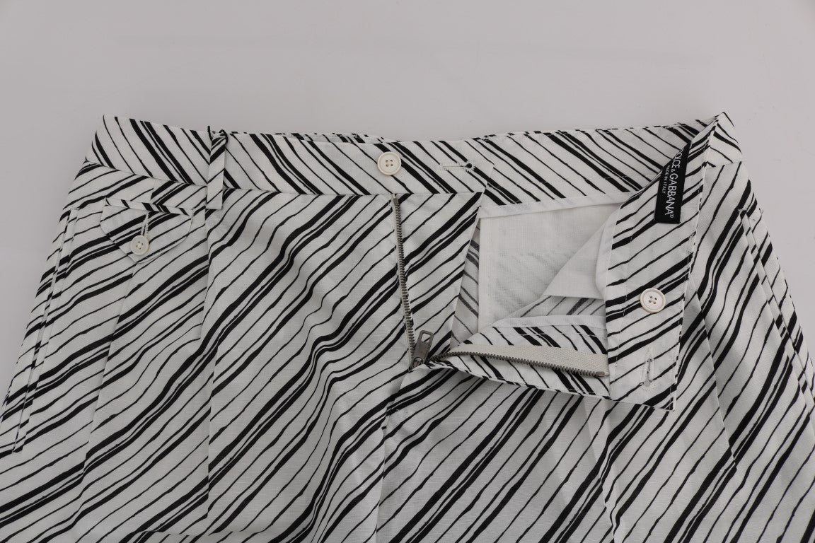 White Black Striped Casual Shorts Dolce & Gabbana