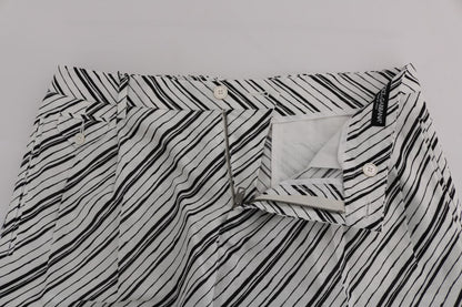 White Black Striped Casual Shorts Dolce & Gabbana