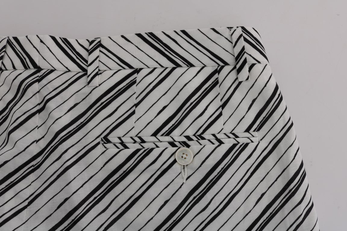 White Black Striped Casual Shorts Dolce & Gabbana