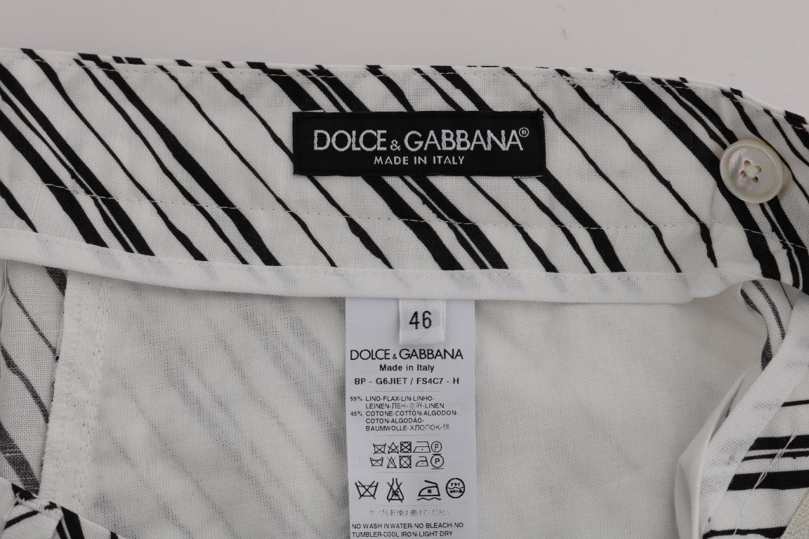 White Black Striped Casual Shorts Dolce & Gabbana