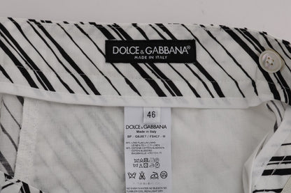 White Black Striped Casual Shorts Dolce & Gabbana