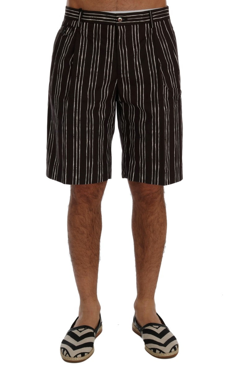 Bordeaux White Striped Hemp Casual Shorts Dolce & Gabbana