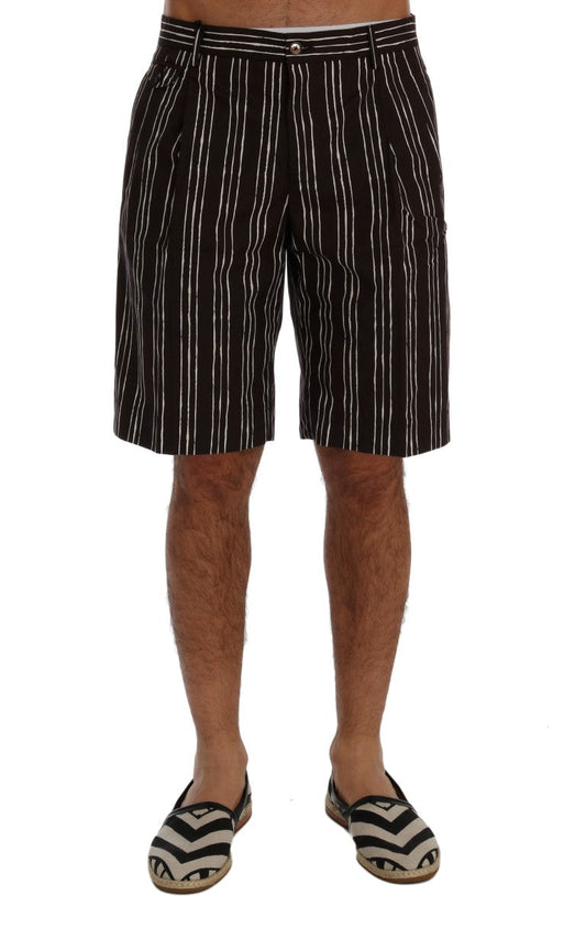 Bordeaux White Striped Hemp Casual Shorts Dolce & Gabbana