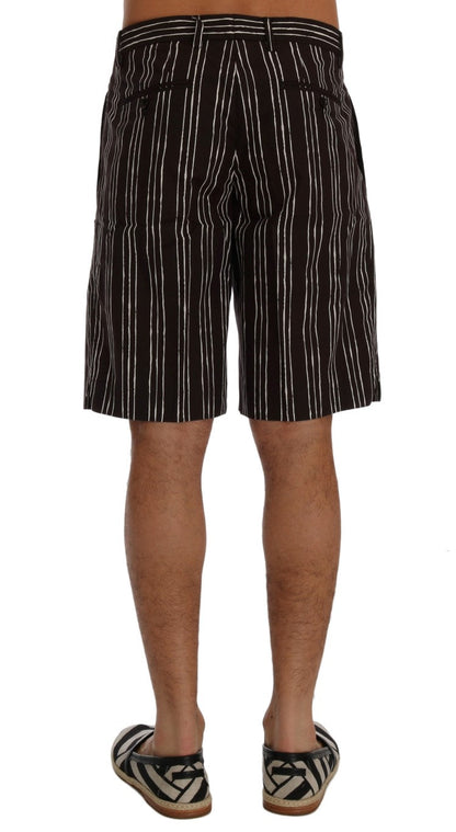 Bordeaux White Striped Hemp Casual Shorts Dolce & Gabbana