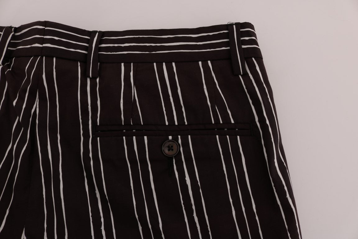 Bordeaux White Striped Hemp Casual Shorts Dolce & Gabbana