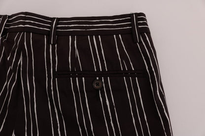Bordeaux White Striped Hemp Casual Shorts Dolce & Gabbana